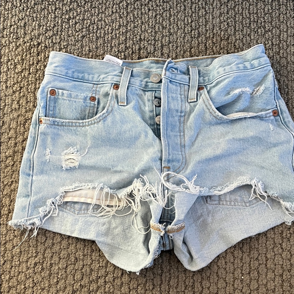 Levi's Light Blue Distressed Jean Shorts